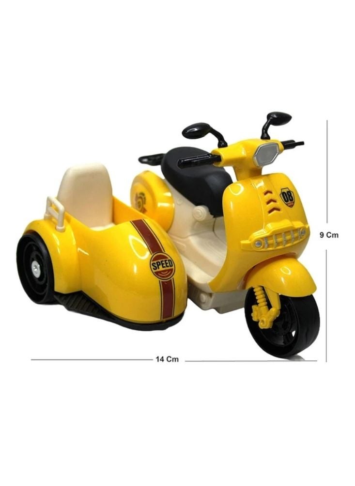 Premium Kids Ride-On Scooter with Sidecar – Classic Yellow Vespa Style Toy Motorcycle for Children - Image 2